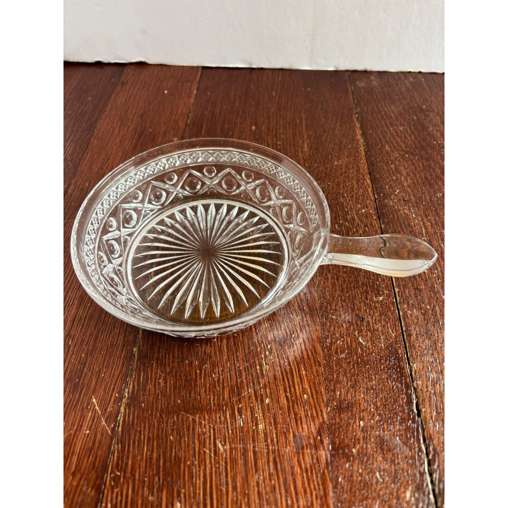 Imperial‎ Cape Cod Clear Glass Nappy Bowl Starburst Pattern Tab Handle Vintage